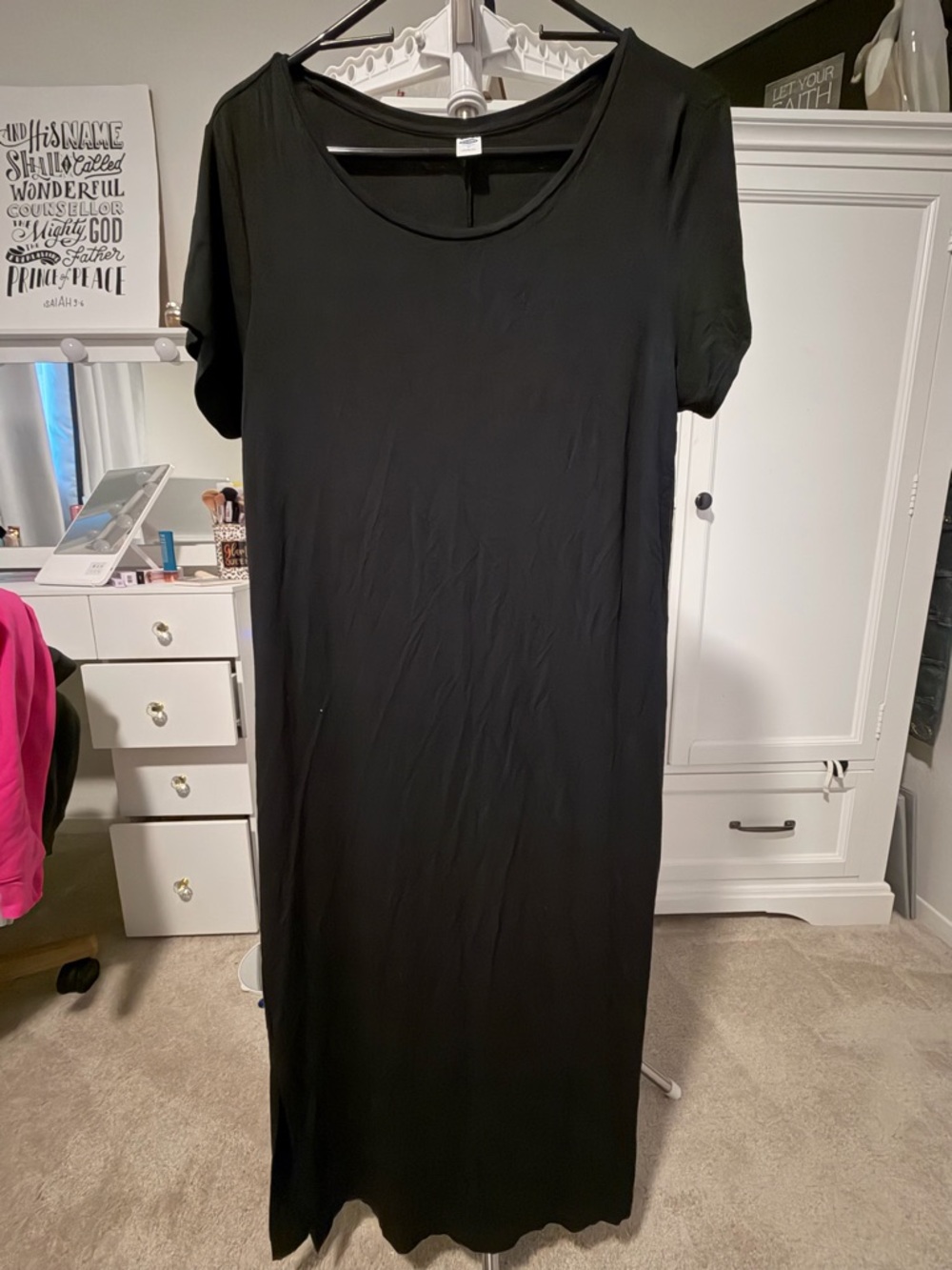 Old Navy Black Short-Sleeve Maxi Dress